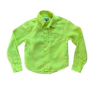 Vilebrequin Lime Green Linen Flax Boys Shirt 2T long sleeve casual dress shirt